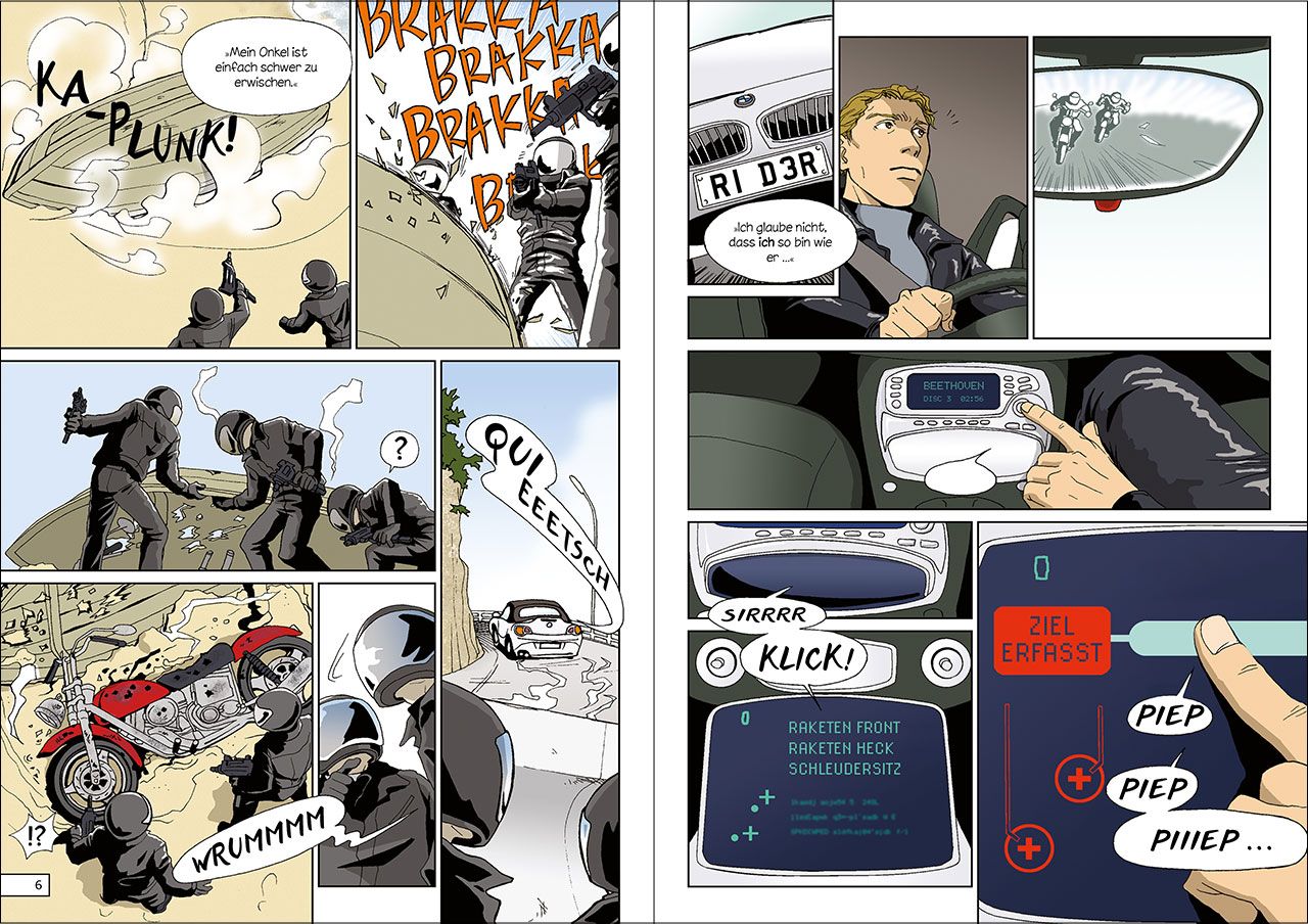 motorrad, helm, auto, comics, armaturenbrett