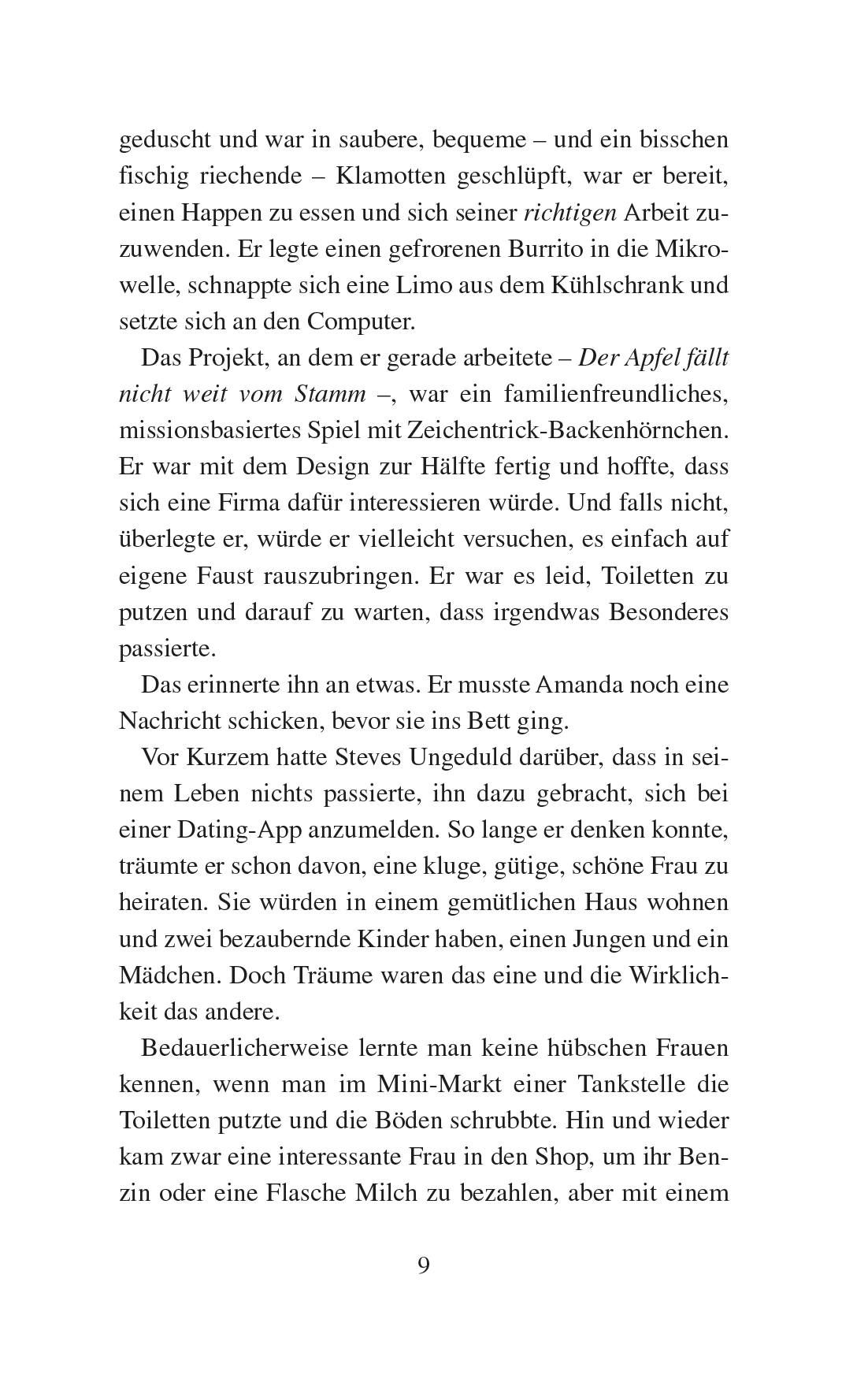 Buchseite, Deutscher Text, Seite 9, Absätze, Druckdokument