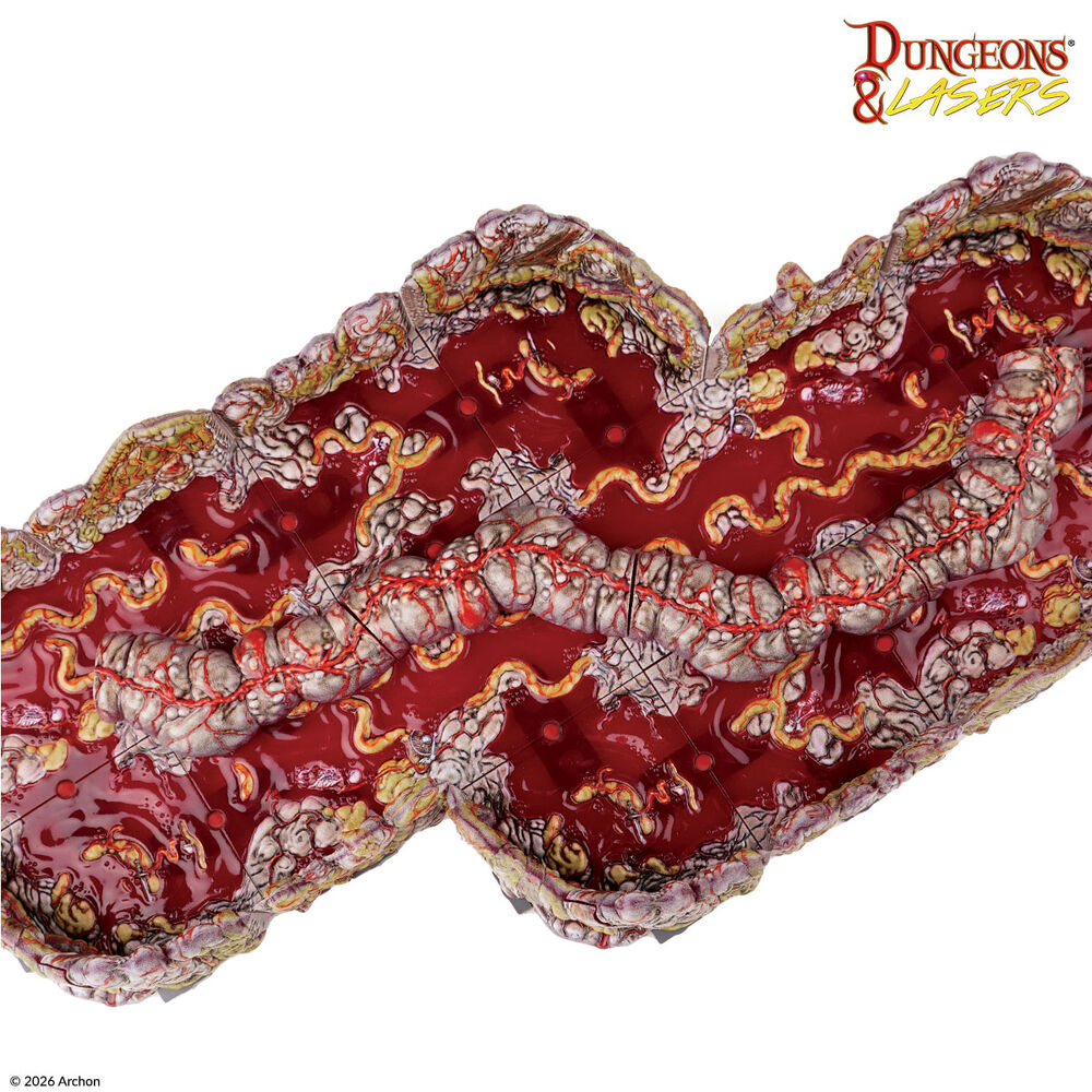 Dungeons & Lasers: Carnage Tract pre-painted Tabletop-Gelände, Dungeon-Modell, Modulares Gelände, Rote Bio-Struktur, Miniaturenspiel