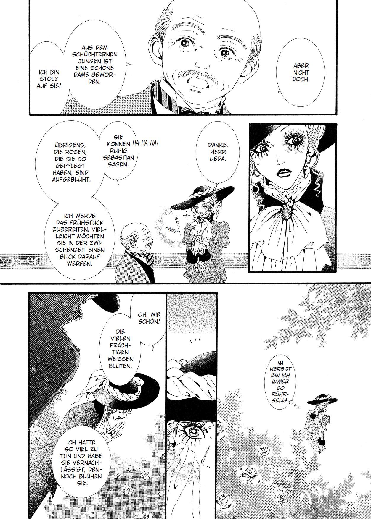 manga, Panel, Frau, Rosenbeet, Hut