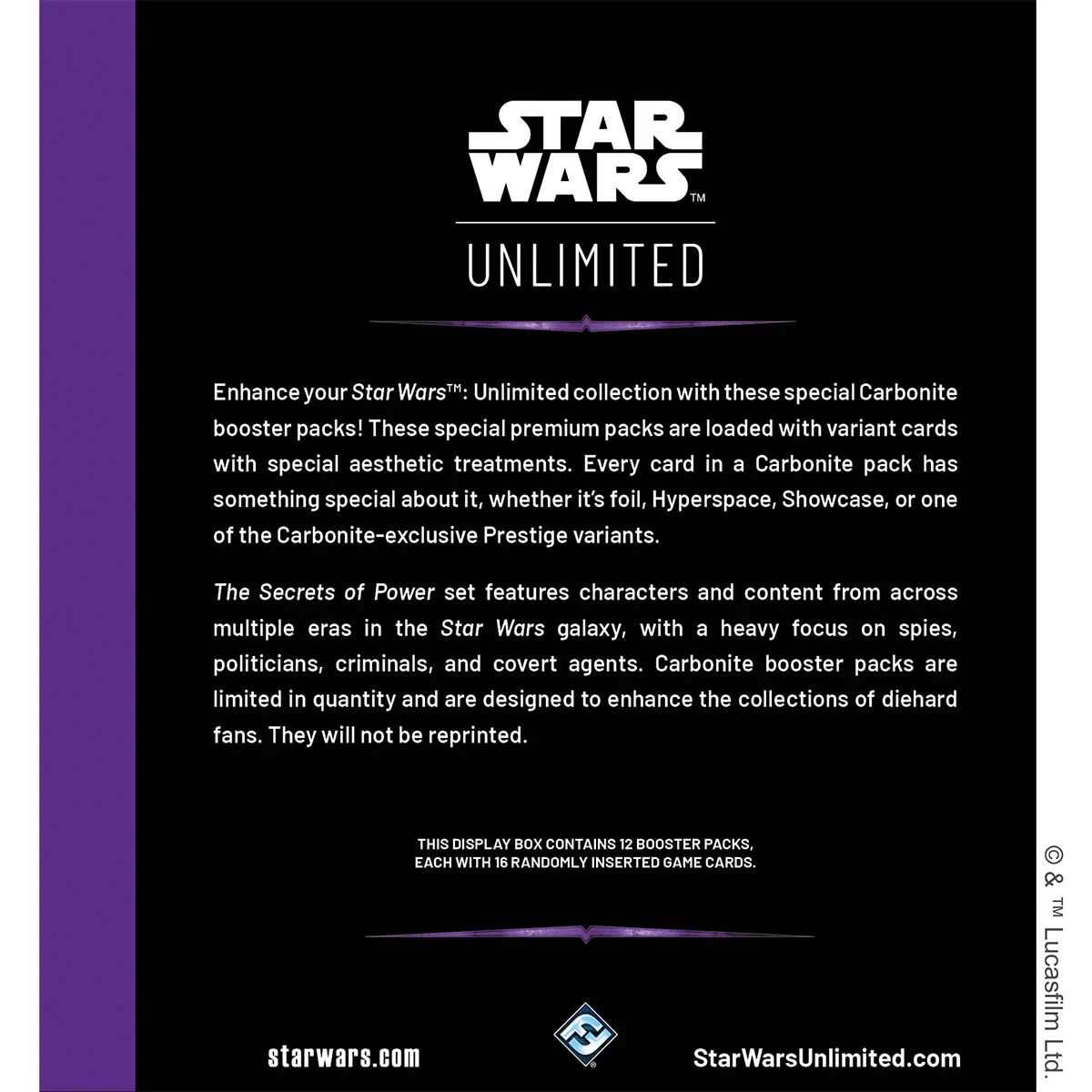 Star Wars Unlimited CCG: Secrets of Power Carbonite Edition Booster Display