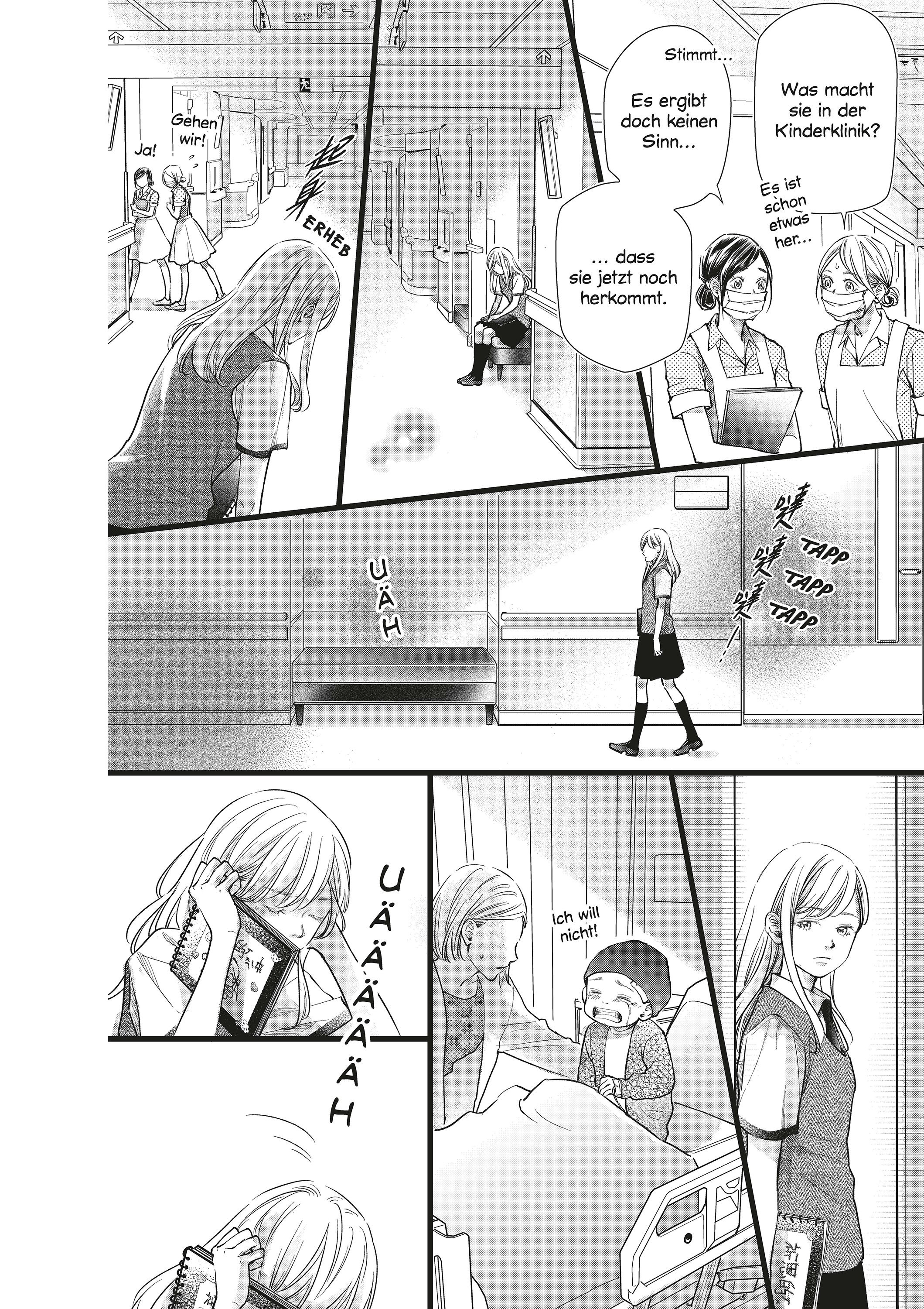krankenhaus, manga, frau, telefon, menge