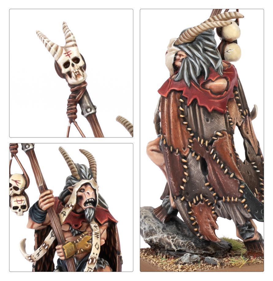 Warhammer: The Old World Beastmen Brayherds - Battle March Army Schädel, Stab, Hornkopf, Knochen, Robe