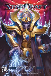StarCraft?, Starcraft poster, Charakter Rüstung, Goldene Rüstung, verhüllte Figur, elektrische blaue Energie