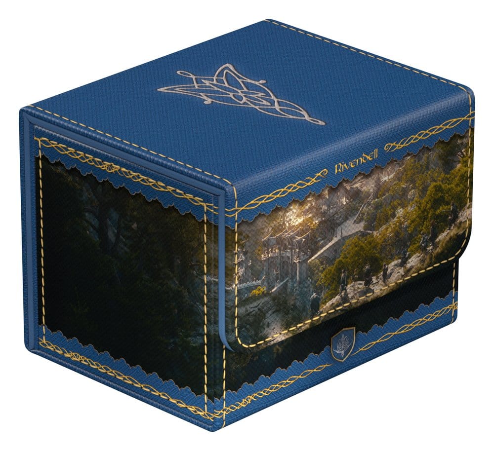 Ultimate Guard: Deckbox Sidewinder 100+ Lord of the Rings - Rivendell Zigarrenbox, blaues Leder, aufwendige Naht, Landschaftsdruck, Aufbewahrungsbox