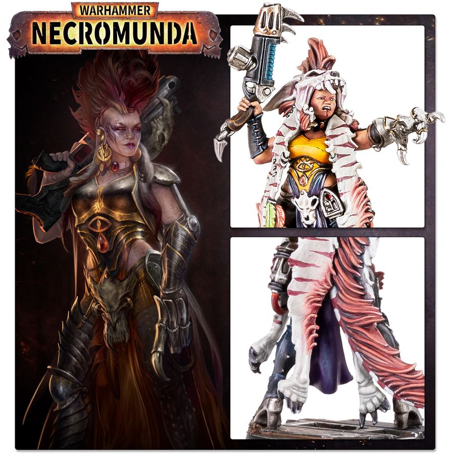 Necromunda: Escher Gang Matriarchs & Phyrr Cats Necromunda, Warhammer, Figur, Miniatur, Armor