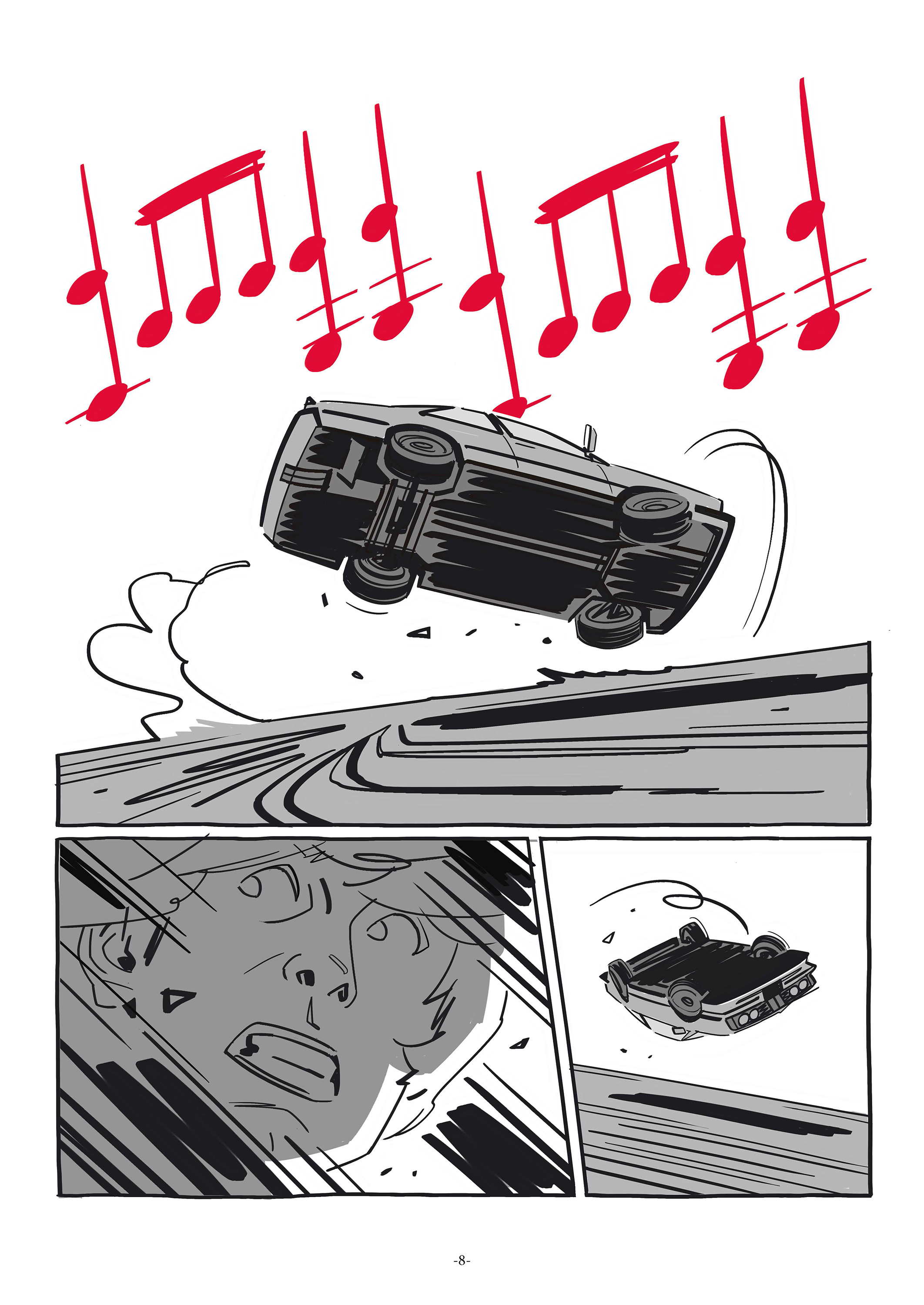 auto, Unfall Auto, versunken Moment, Comic Panel, Bewegungslinien