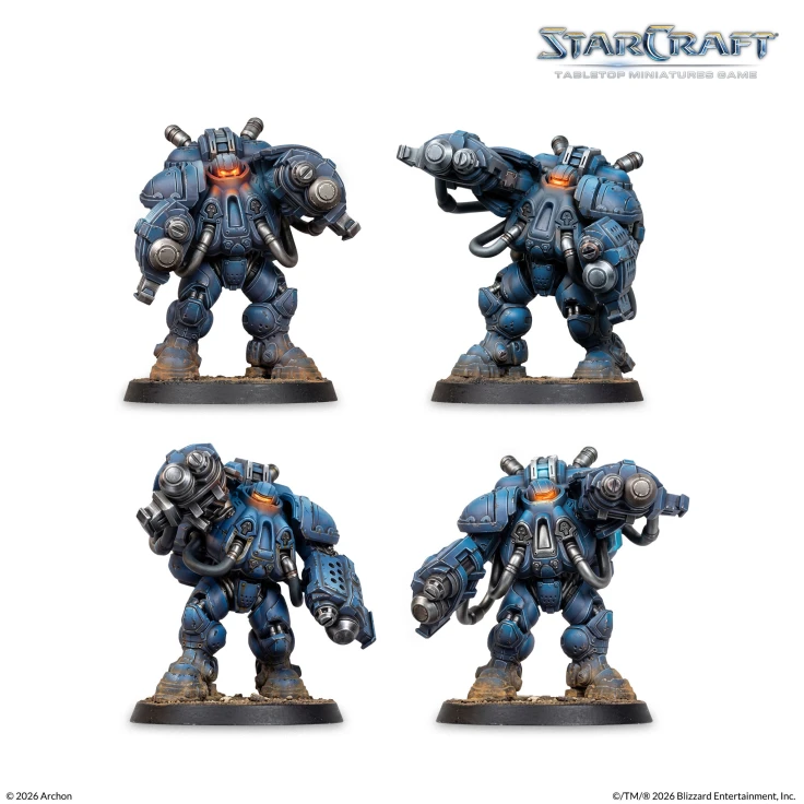 Starcraft TMG: Terran - Starter Set Miniaturen, Sci-Fi, Krieger, Rüstung, Blau
