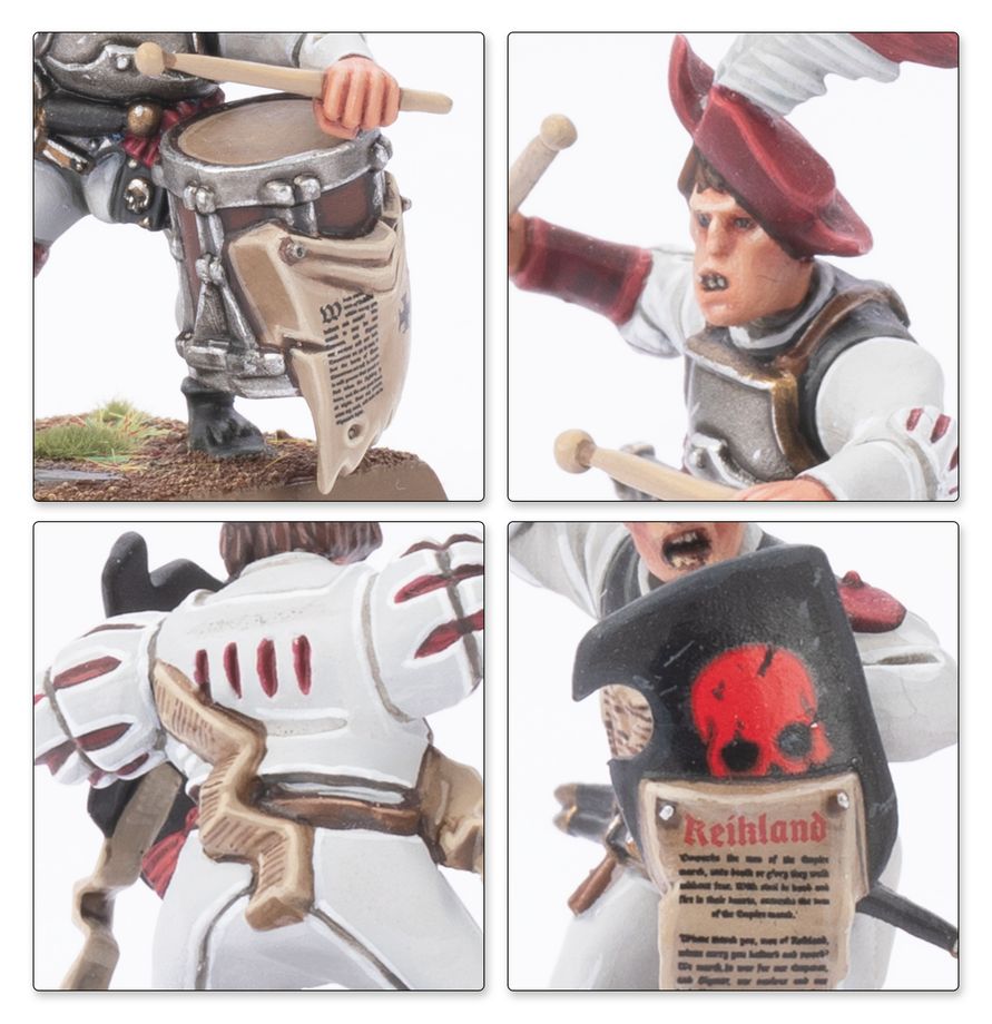 Warhammer: The Old World Empire of Man - Battle March Army musiker, schlagzeug, miniatur, figur, pferd?