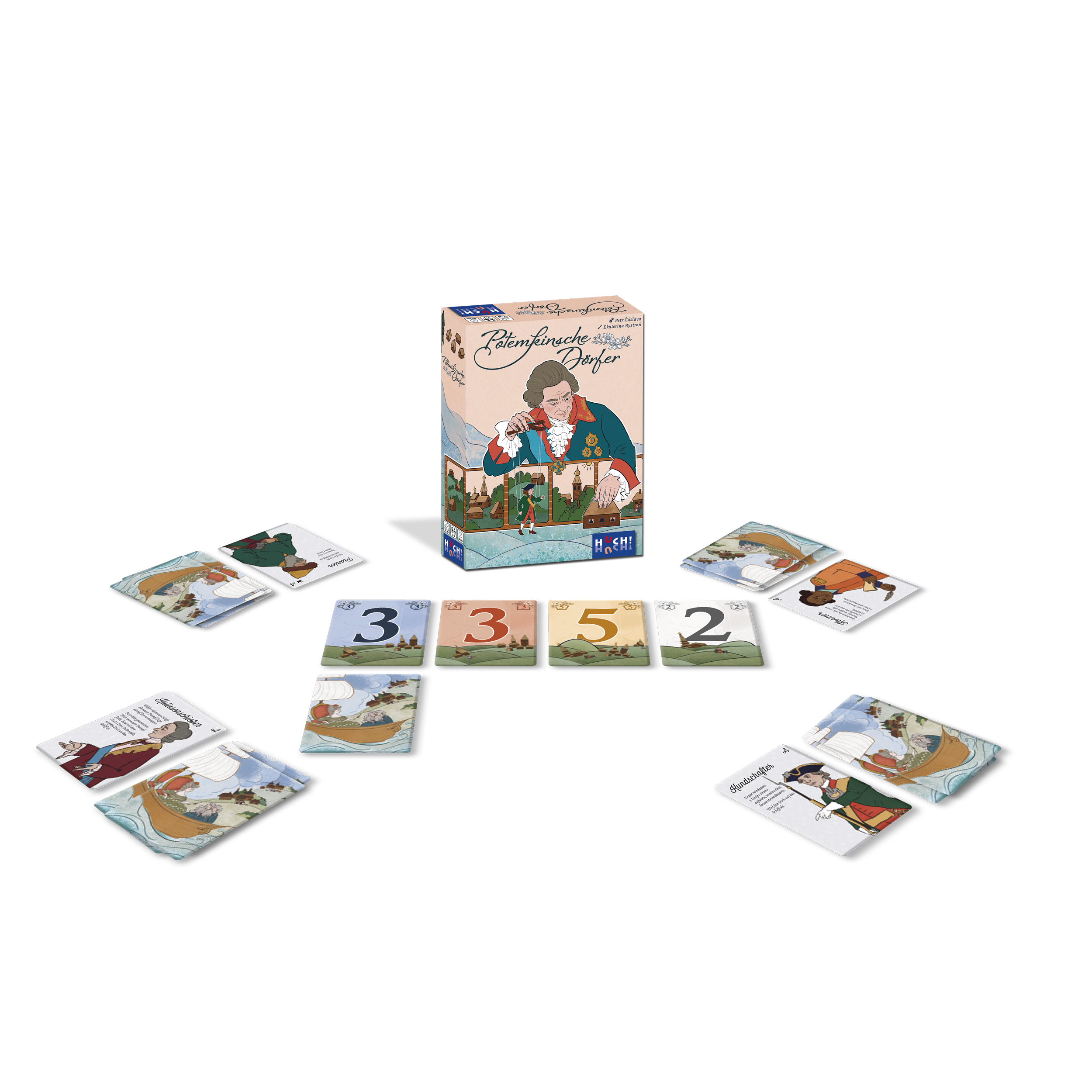Potemkinsche Dörfer Kartenspiel, Brettspiel, Spielkarten, Zahlenkarten, Historische Illustrationen