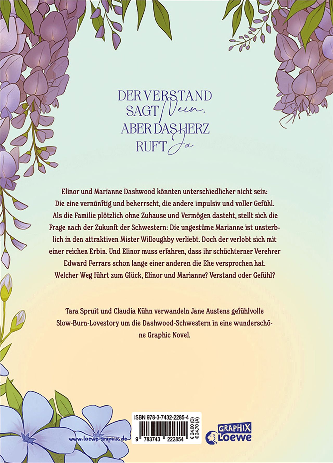Blütenrahmen, Illustration, Pastell Hintergrund, Buchrückseite, Graphic Novel