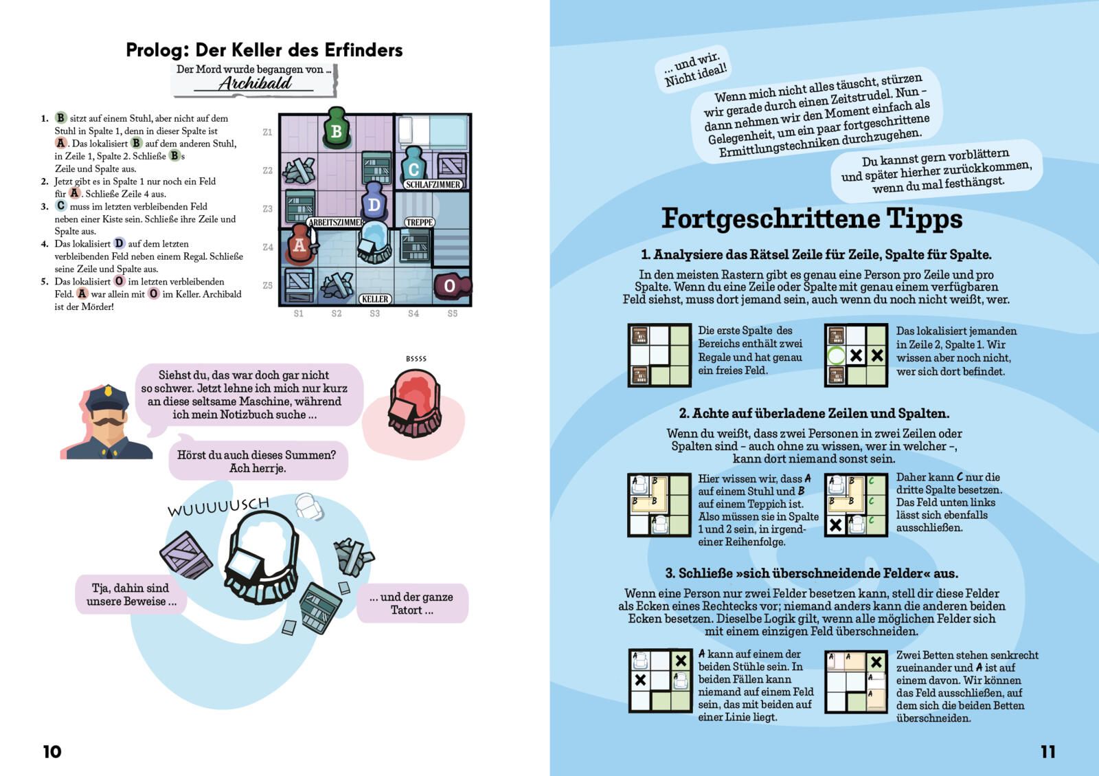 puzzle, board game, room layout, characters, illustration