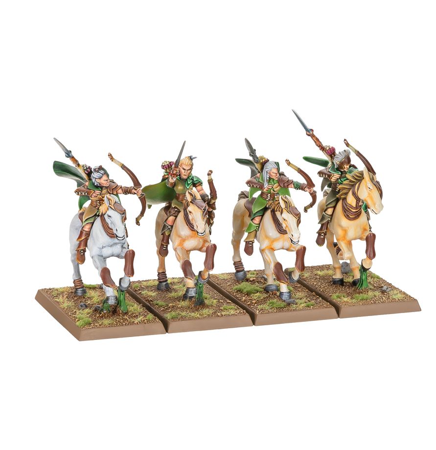 Warhammer: The Old World Wood Elf Realms - Battle March Army ritter, reiten, miniatur, späher, großes hufeisen