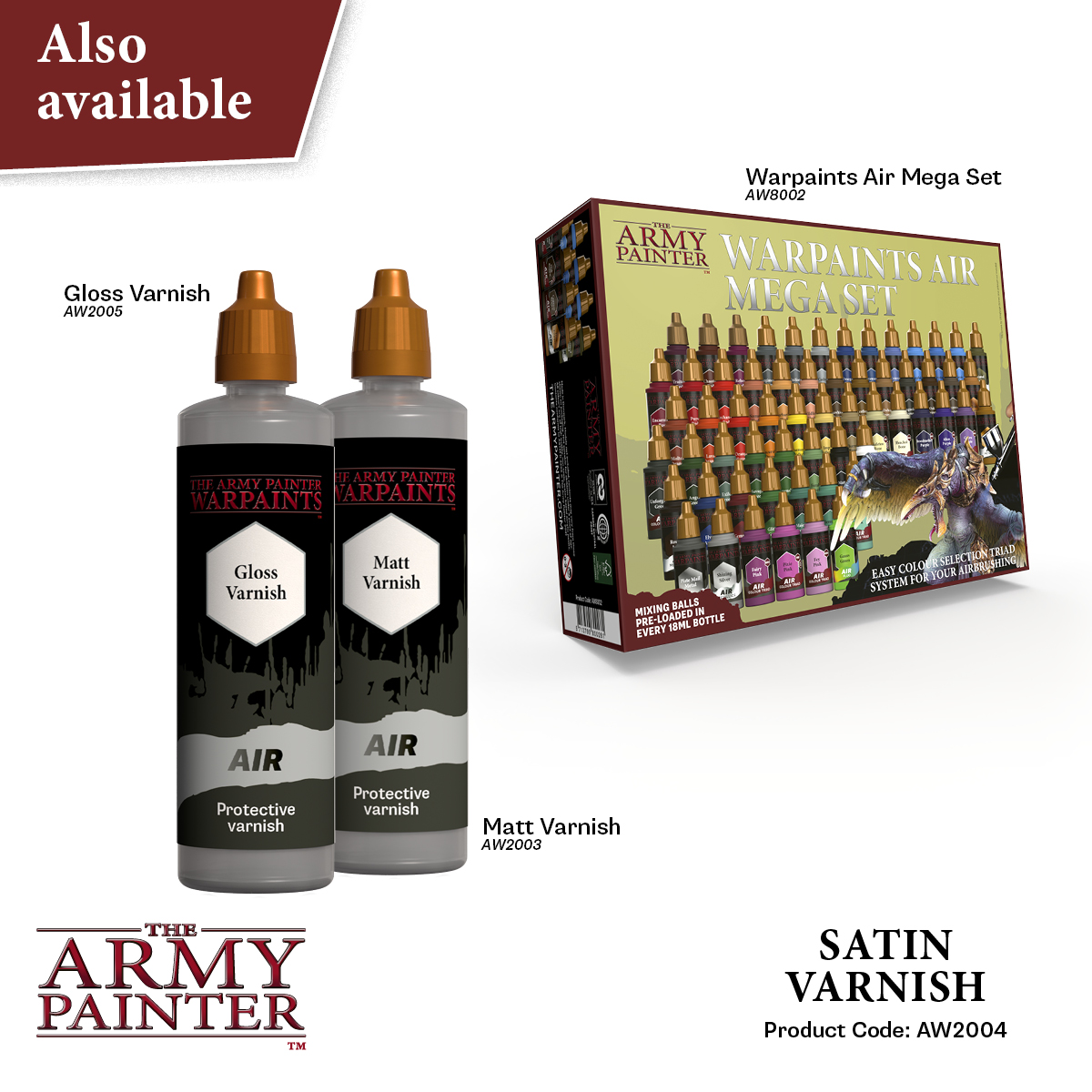 Army Painter: Air - Aegis Suit Satin Varnish 100ml Army Painter: Air - Aegis Suit Satin Varnish 100ml
