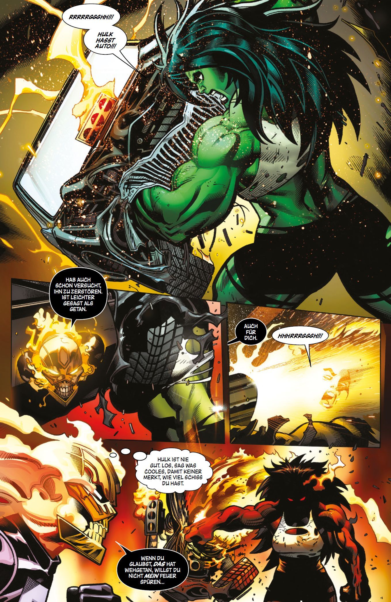 Comic, Superheld, grüne Haut, muskulös, Kampfszene