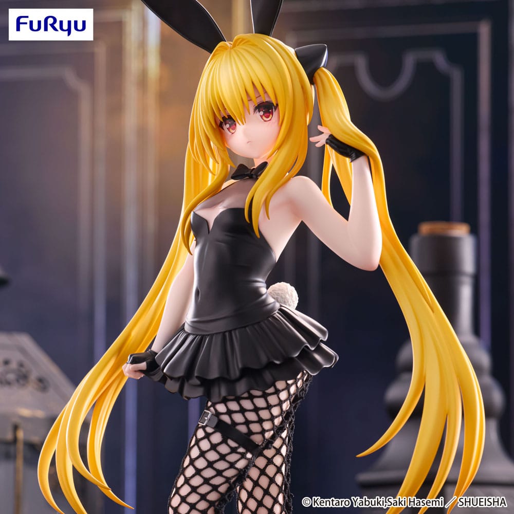 Figurine, Bunny suit, Yellow hair, Fishnet stockings, Black dress