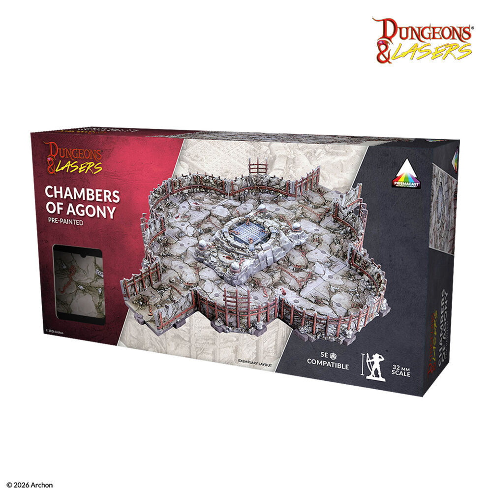 Dungeons & Lasers: Chambers of Agony pre-painted Tabletop-Gelände, Verlies-Spielset, Vorgemalte Miniaturen, 32-mm-Maßstab, Fantasy-Ruinen