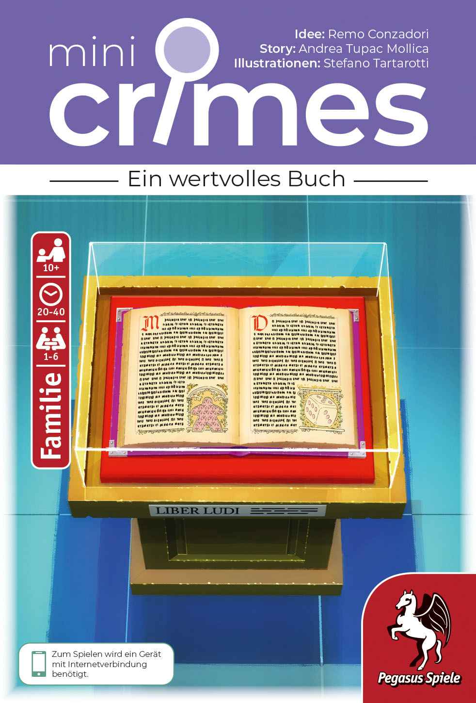 MiniCrimes - Ein wertvolles Buch Tischaufsteller, Bibel, Spieldisplay, Sonderausgabe, Pegasus Spiele
