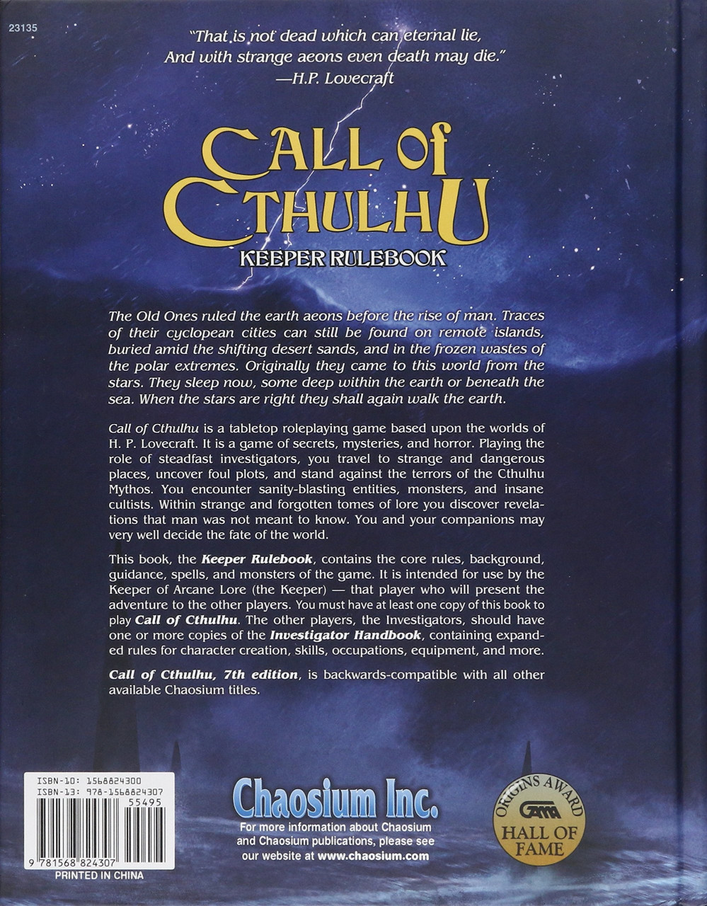 Call of Cthulhu RPG: Rulebook Keeper rulebook, Call of Cthulhu, tabletop game, Buchrückseite, blaues gradient