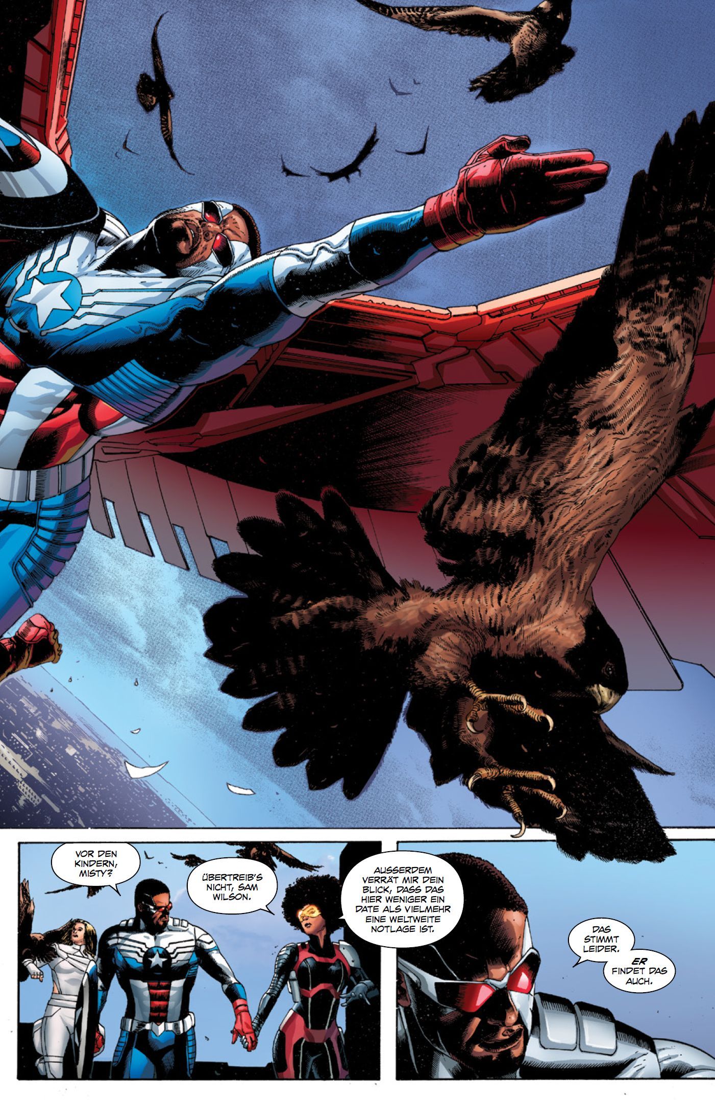 Captain America, Cape, Falcon, Impact, Comic