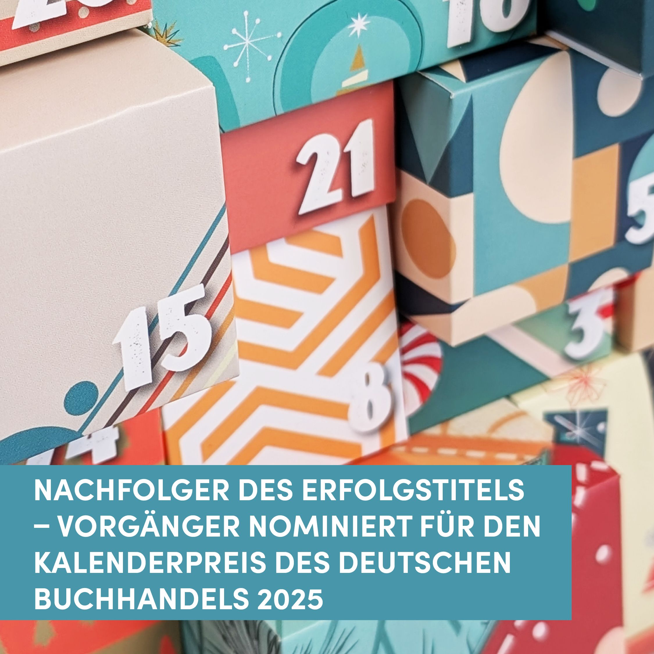 Adventskalender, Kalenderzahlen, Gemischte Muster, bunte Boxen, Adventskalender