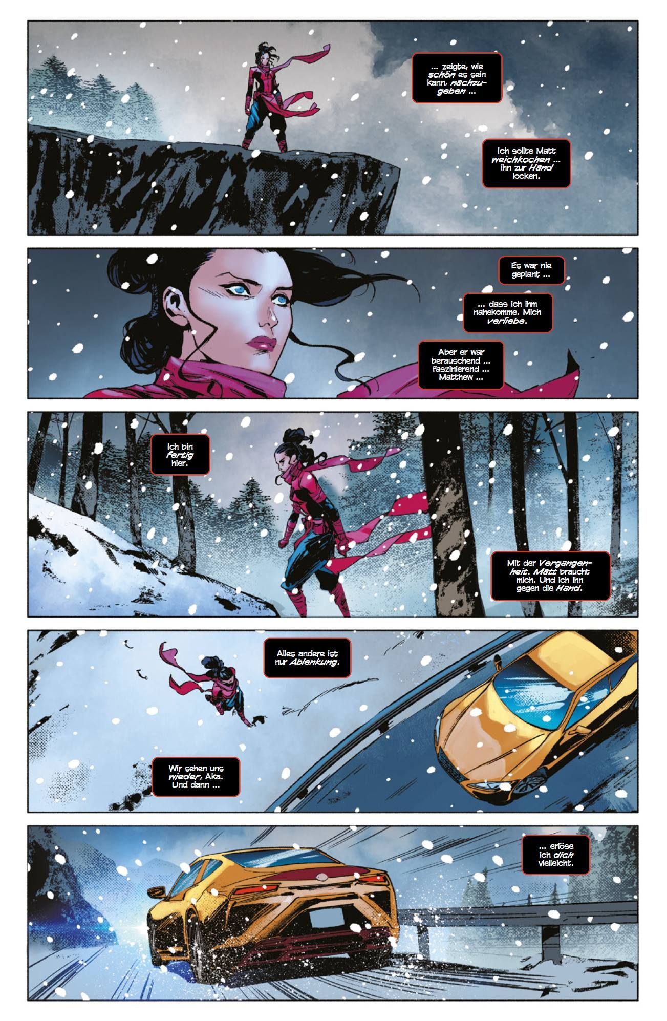 Winter, Schnee, Schneelandschaft, Autojagd, Comic-Panel