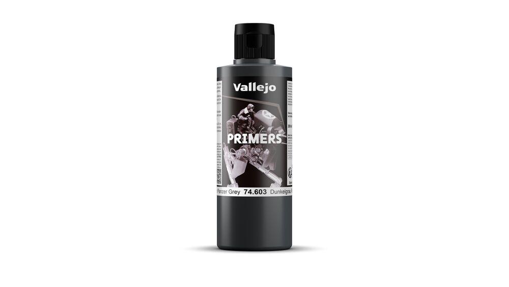 Vallejo Surface Primer: German Panzer Grey (200ml) Primer, Primerfarbe, Grau, Flasche, Modellbau