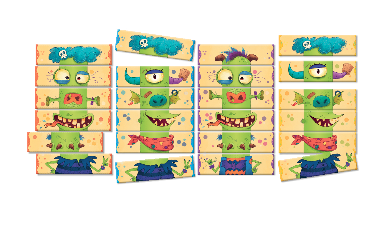 Monster, grün, Schneide, Streifen, Puzzle