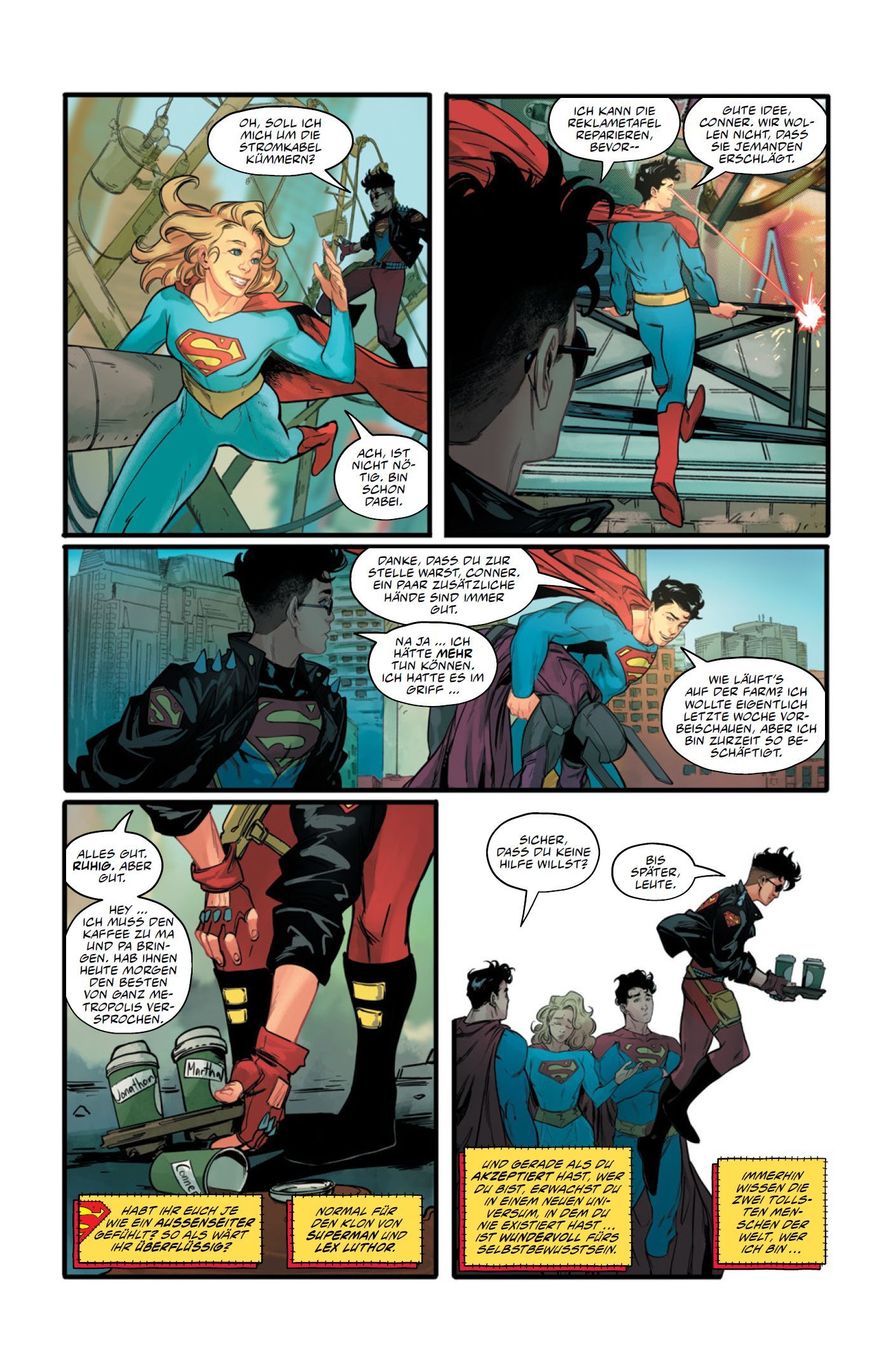 Superboy:Ein Platz im Universum (Dawn of DC) Superheldin, Kostüm, Cape, Lederstiefel, Comic Panel