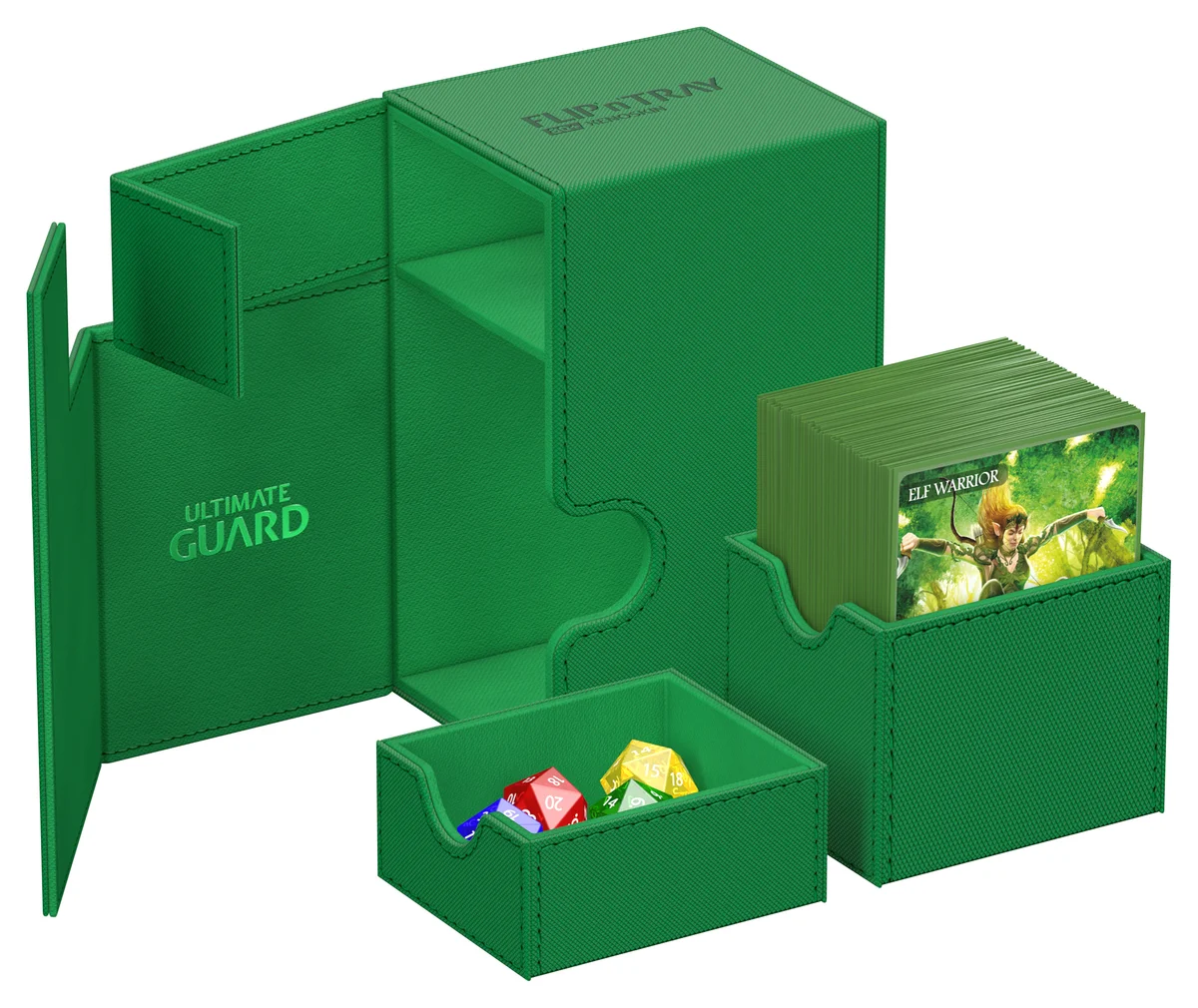 Ultimate Guard: Deckbox Flip'n'Tray 80+ Xenoskin Monolor Grün Ultimate Guard: Deckbox Flip'n'Tray 80+ Xenoskin Monolor Grün