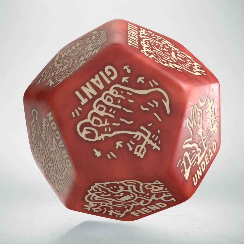 Monster Generator Die: Red & Beige Würfel, D20 Würfel, Rot, Zombie Motive, Spielewürfel