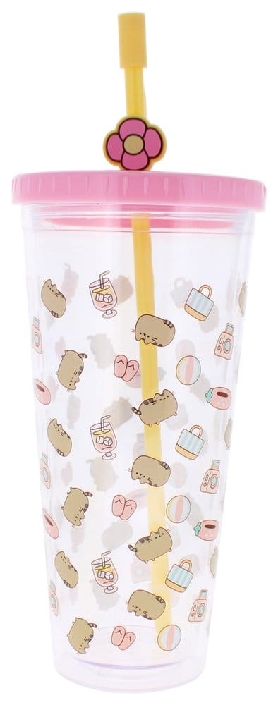 Pusheen: Trinkbecher mit Strohhalm Pusheen Summer Fun 700ml Trinkbecher, Stroh, Karikaturmotiv, Trinkbecher mit Stroh, Tee- oder Getränkebecher