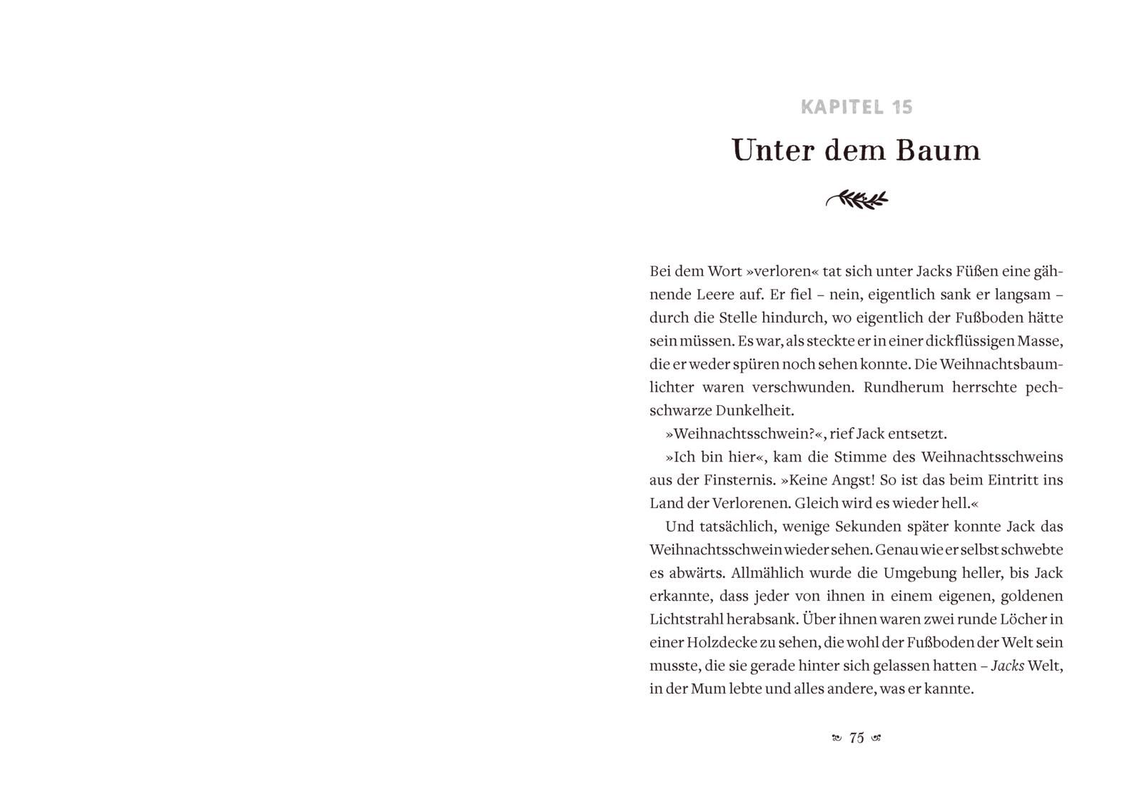 Buchseite, Kapitel 15, Unter dem Baum, Textabschnitt, Satzzeichen-Deutsche