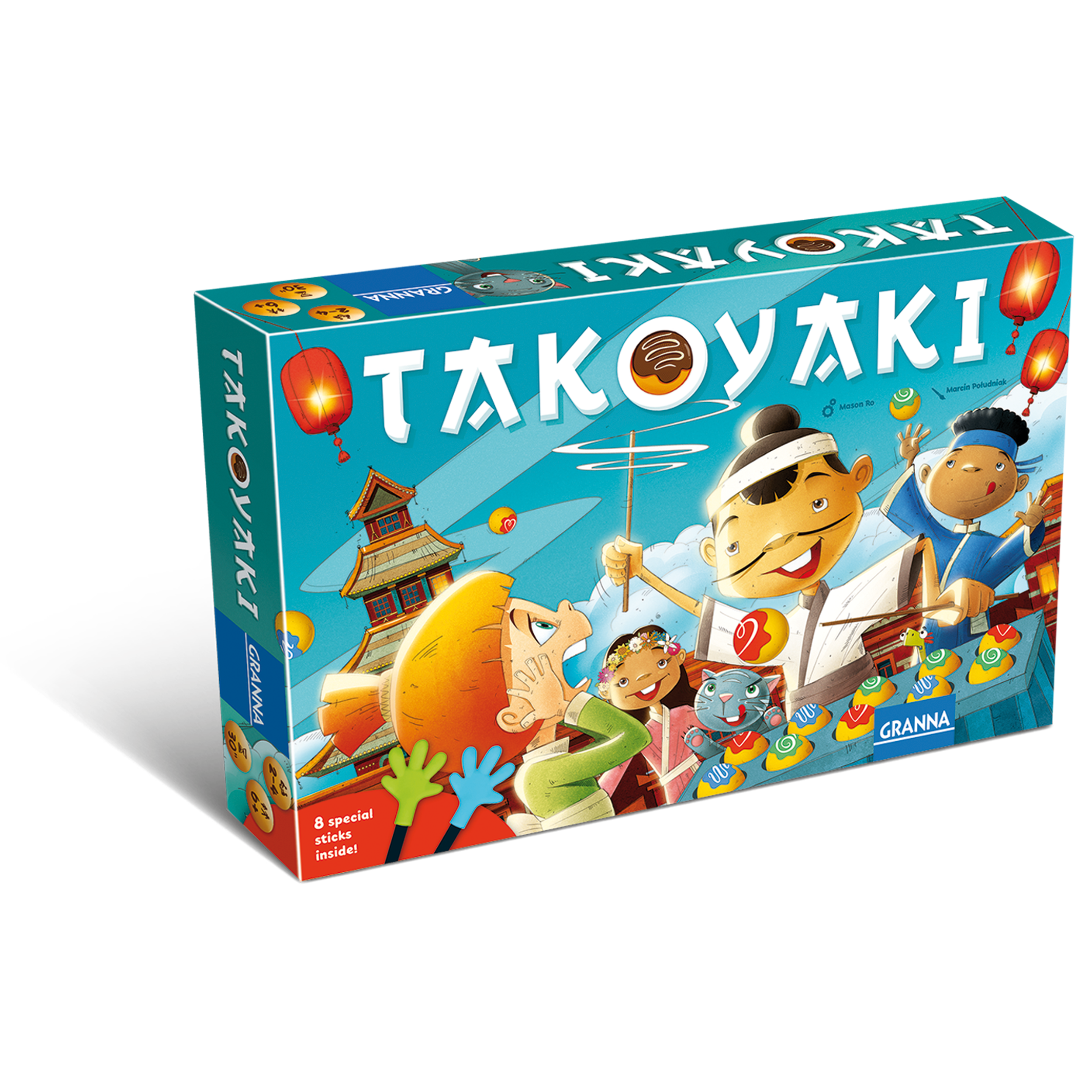 TAKOYAKI Brettspiel, Familienspiel, Partyspiel, Münzen, bunt