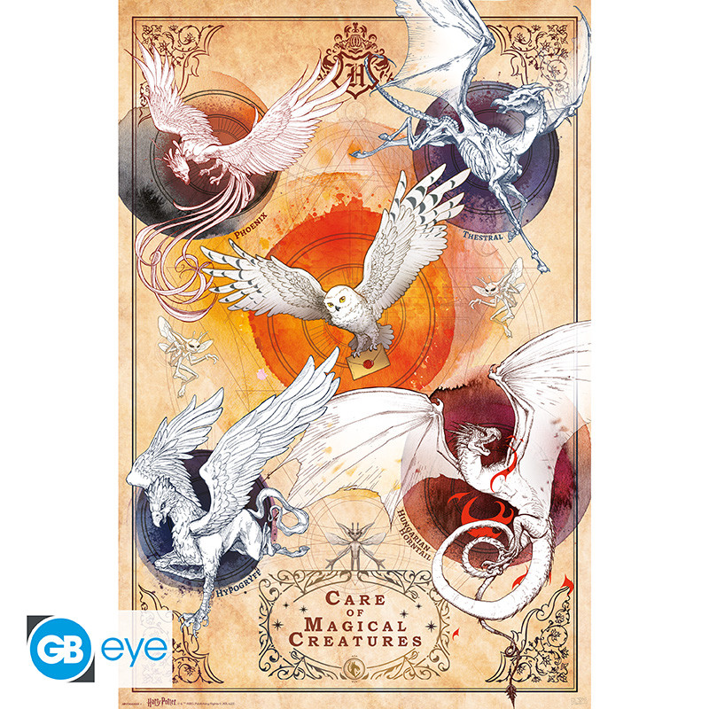 Harry Potter: Poster Magische Kreaturen 91,5x61cm magische Wesen, Eule, Drache, Phönix, Greif