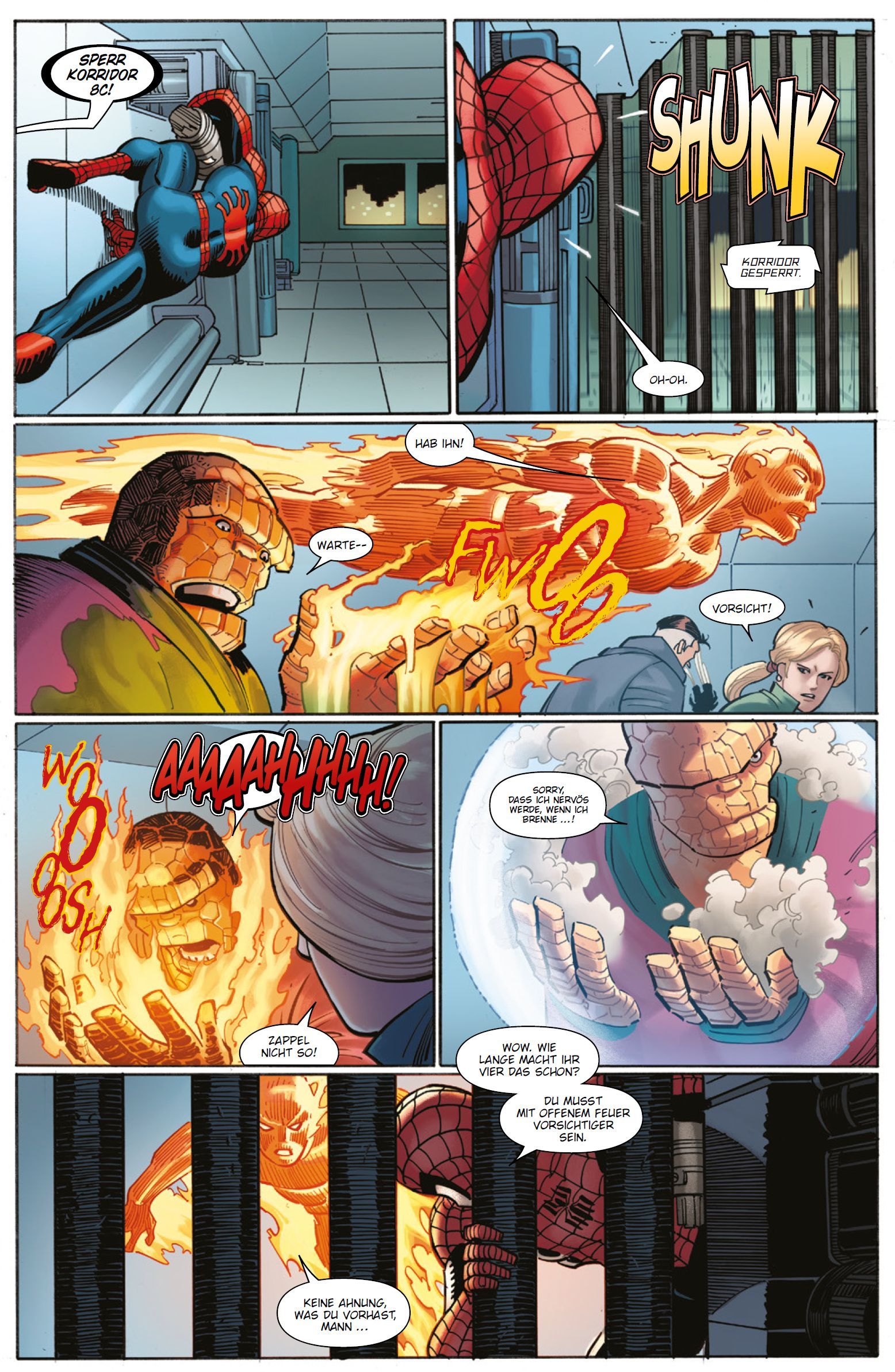 Spider-Man, Korridor, Flammen, Superheld, Griff