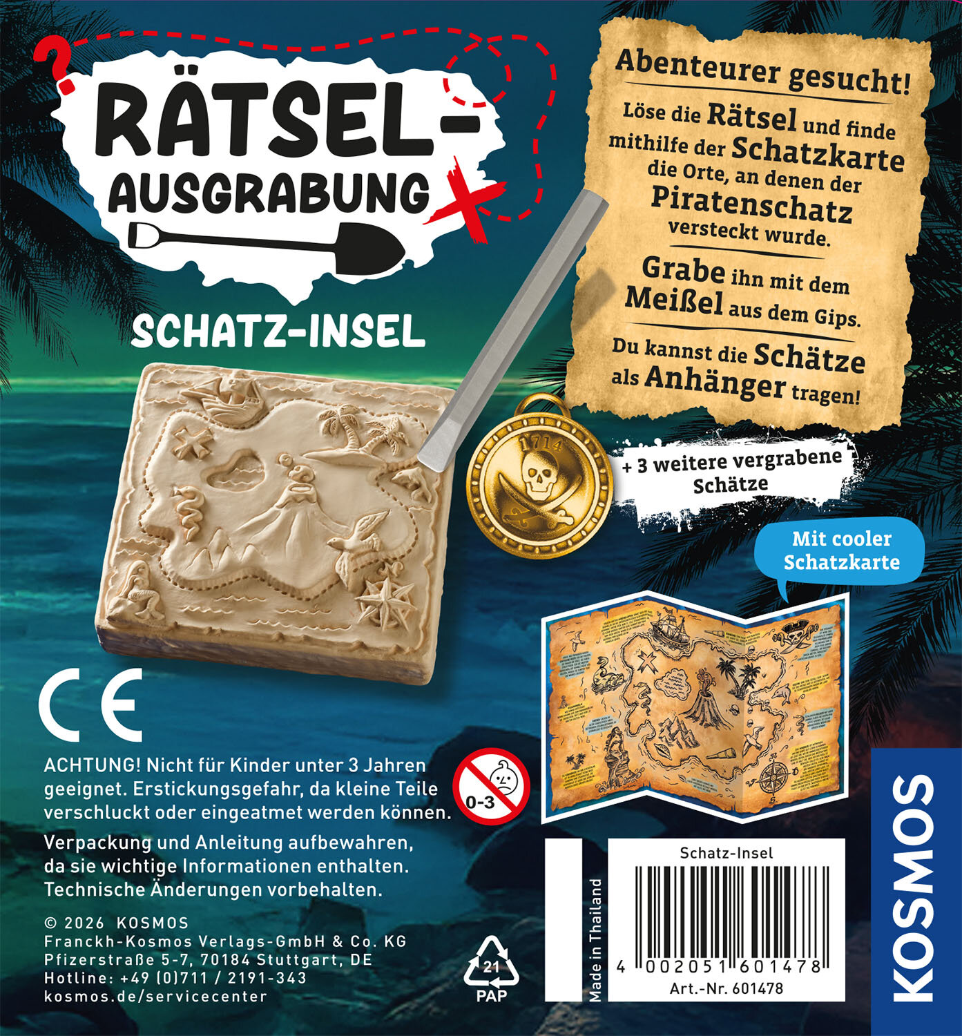 Schatzinsel, Knete, Schnecke, Karte, Piratenmotiv