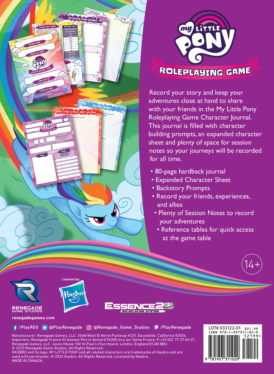 My Little Pony RPG: Expanded Character Sheet Journal My Little Pony RPG: Expanded Character Sheet Journal