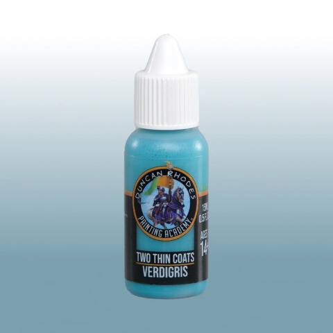miniature paint, model paint, turquoise, two thin coats, verdigis