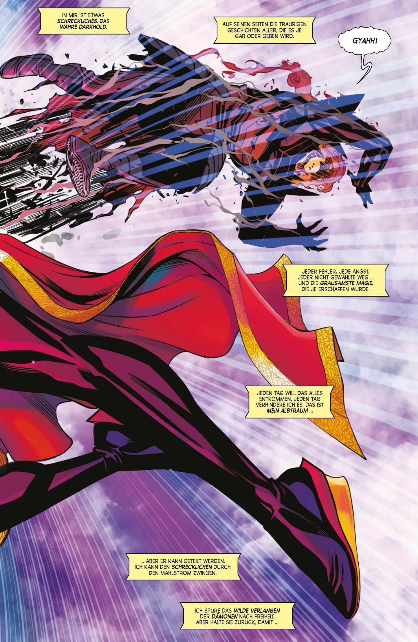 Scarlet Witch: Die oberste Zauberin Bd.1 cape, superheld, lila kostüm, roter mantel, comic panel