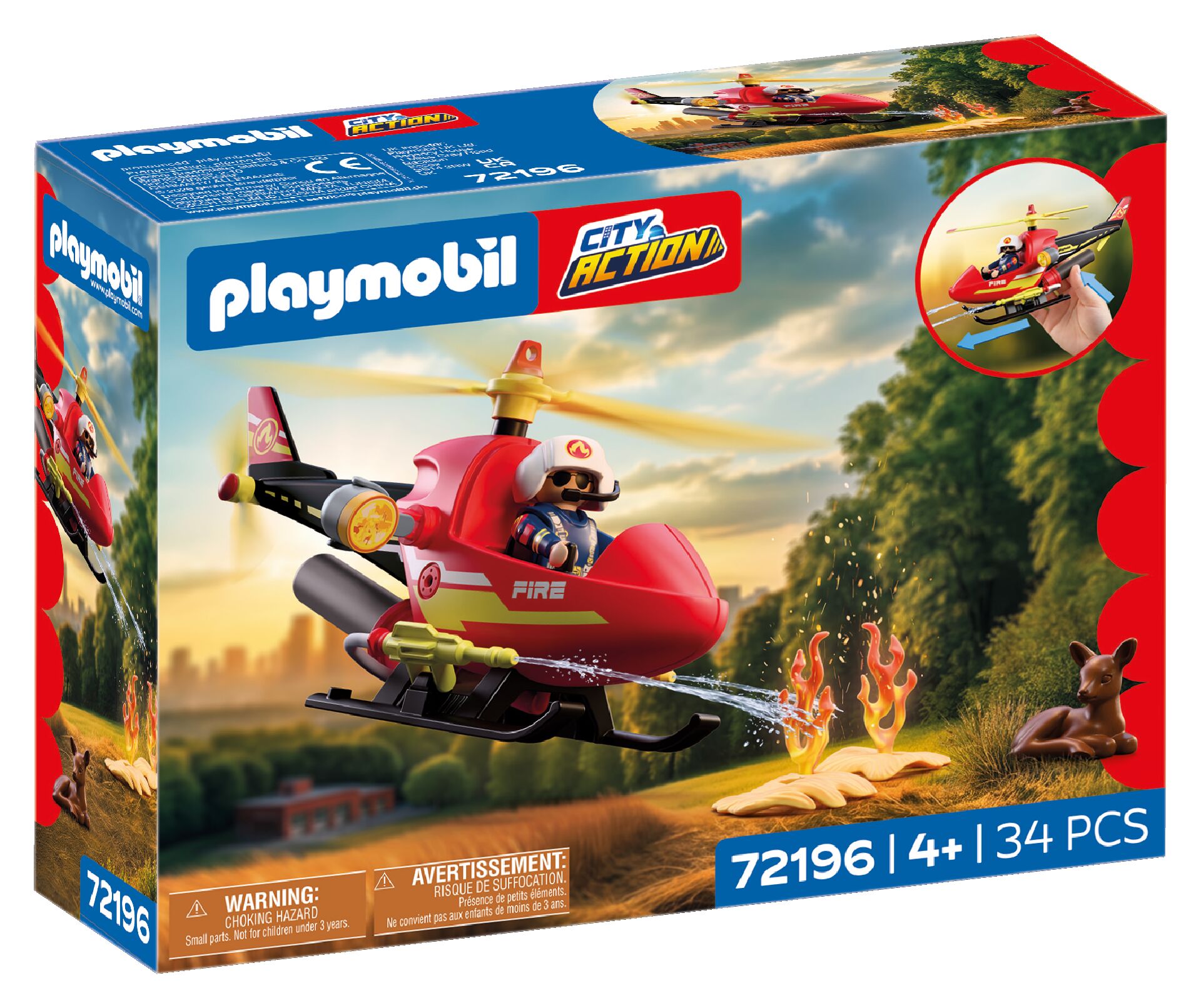 Playmobil, City Action, Hubschrauber, Feuer, 3+ Teile