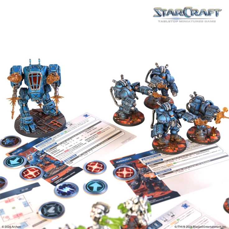 Starcraft TMG: Terran - Starter Set miniatur, tischspiel, figuren, blau, armee