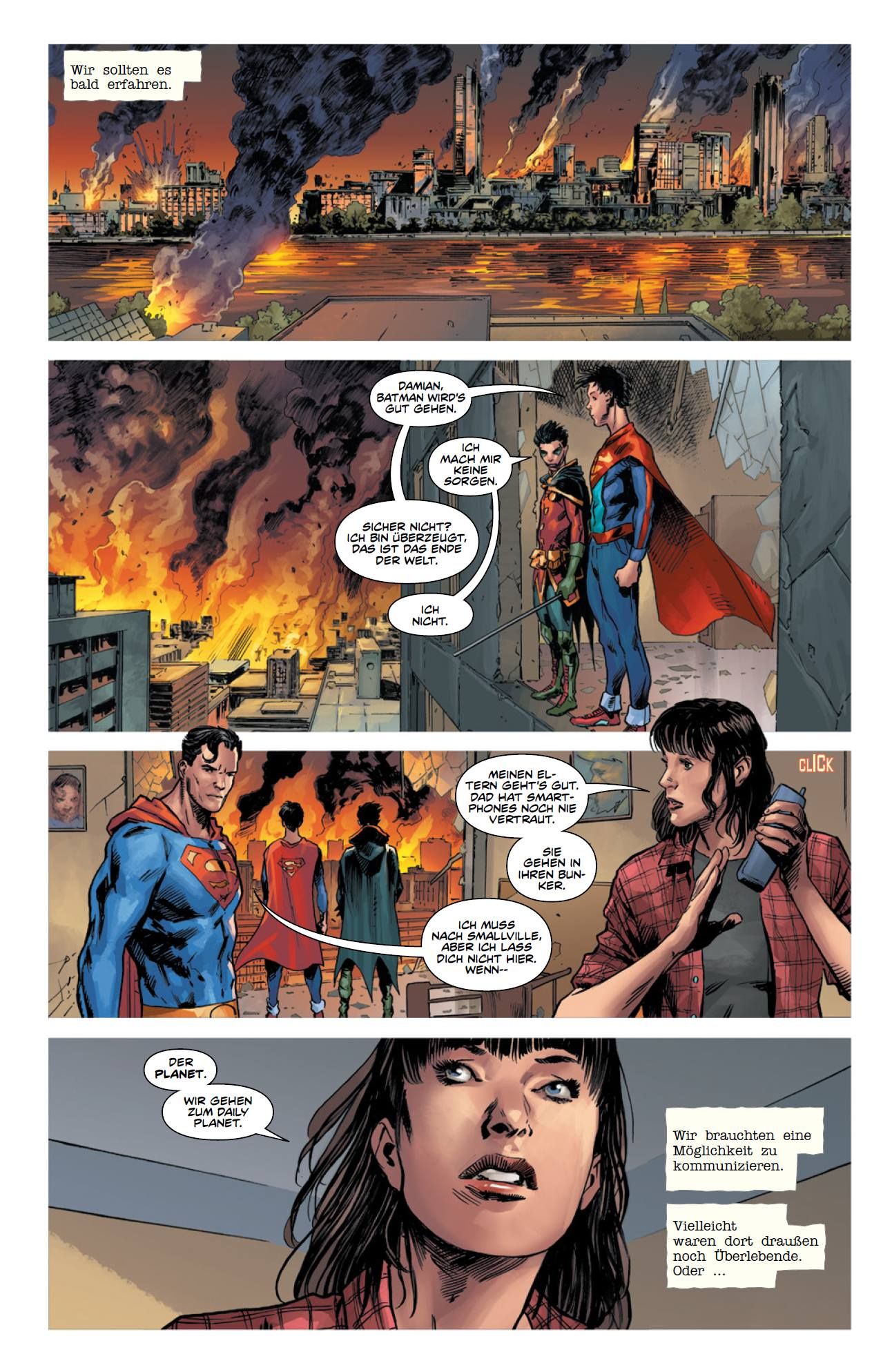 DC Horror: Der Zombie-Virus Stadtszene, Feuer, Superhelden, Comic, Dialoge