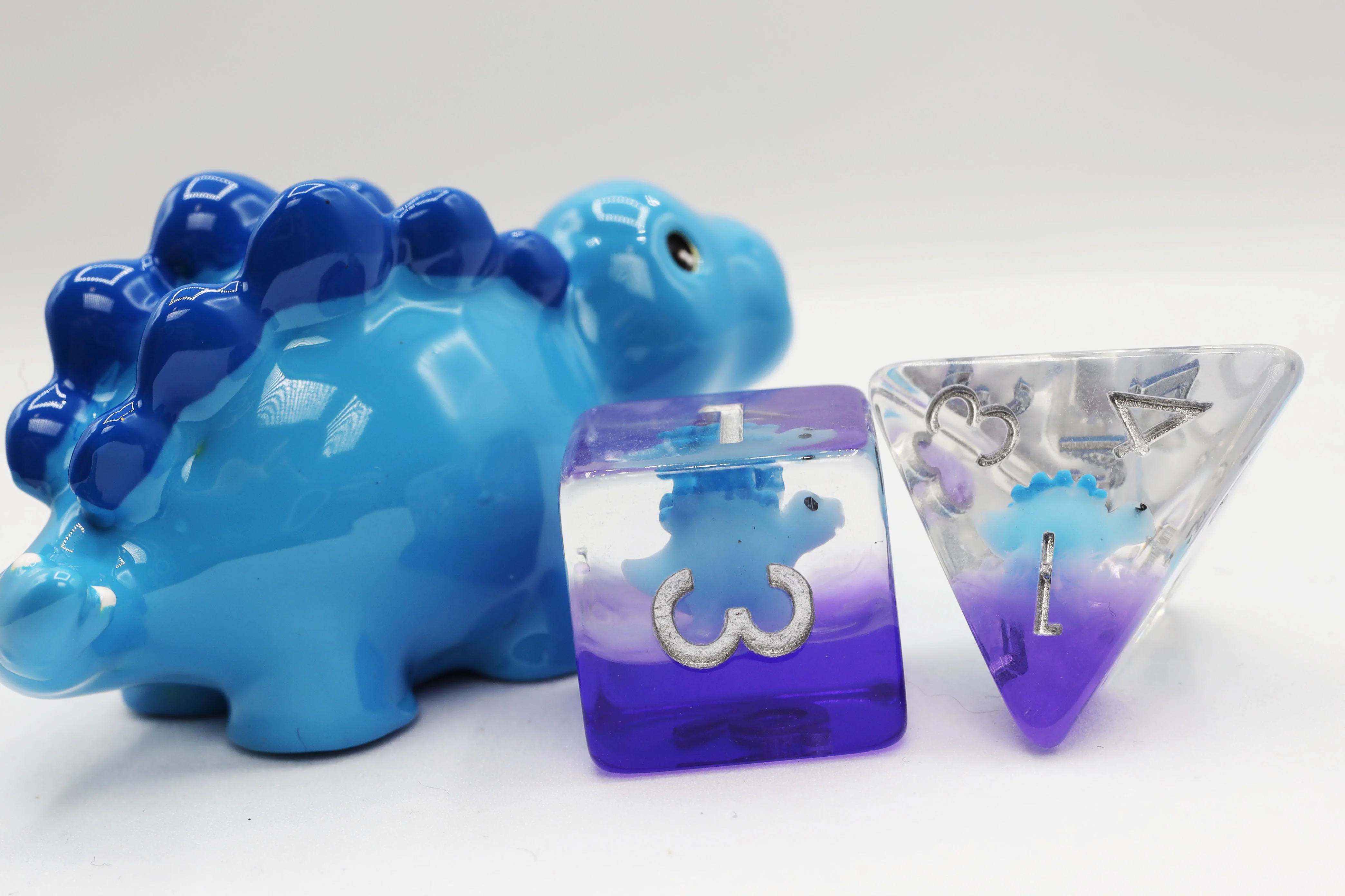 Polyhedral Dice Set: Blue Stegosaurus (7)