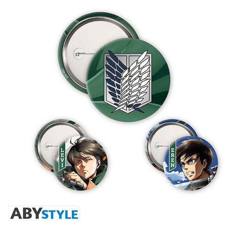 Attack on Titan: Buttonset Eren & Levi Attack on Titan: Buttonset Eren & Levi