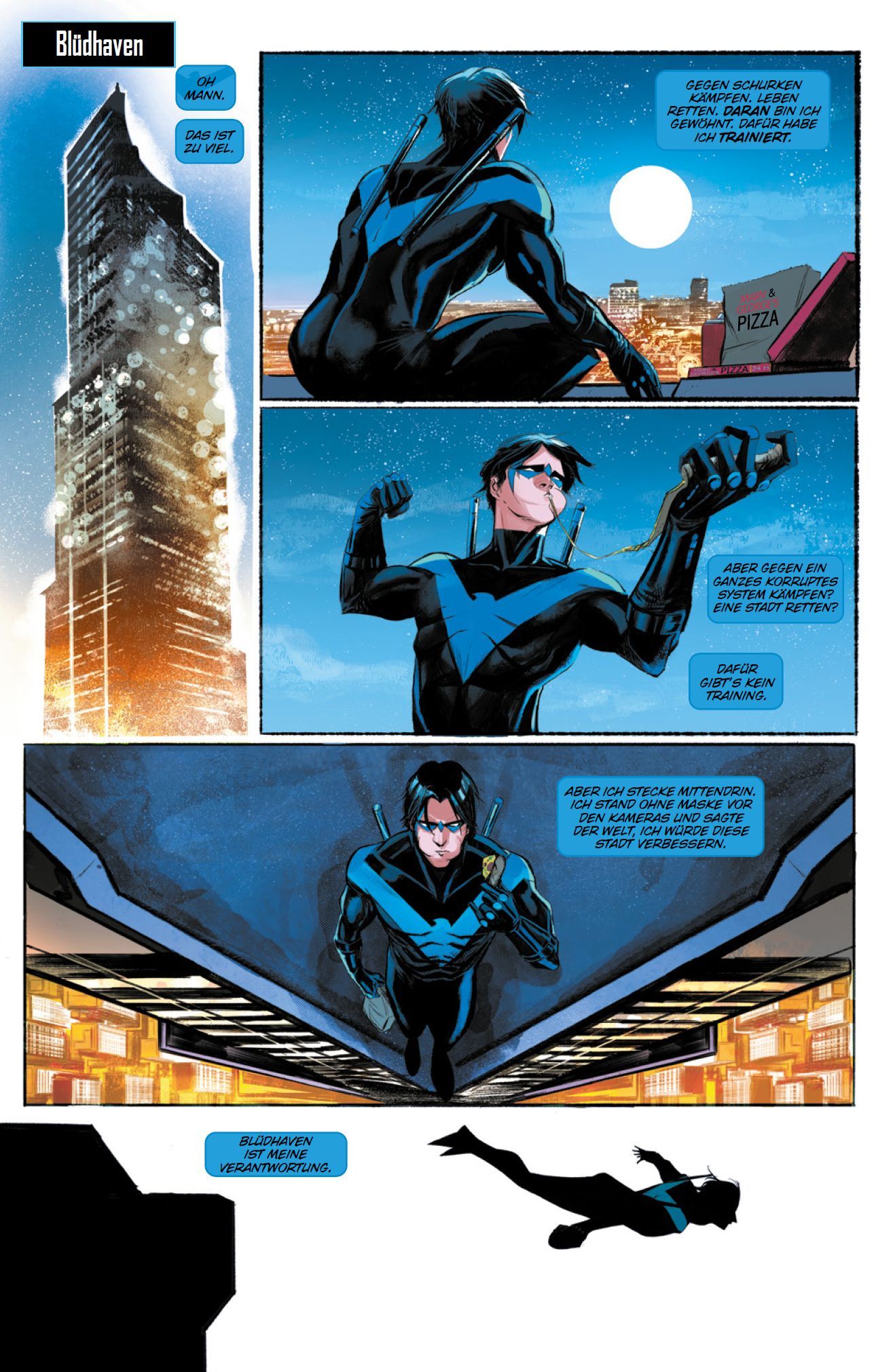Nightwing Bd.2: Herrschaft der Angst Comic, Superheld, Kostüm, Stadtblick, Dämonenfigur?