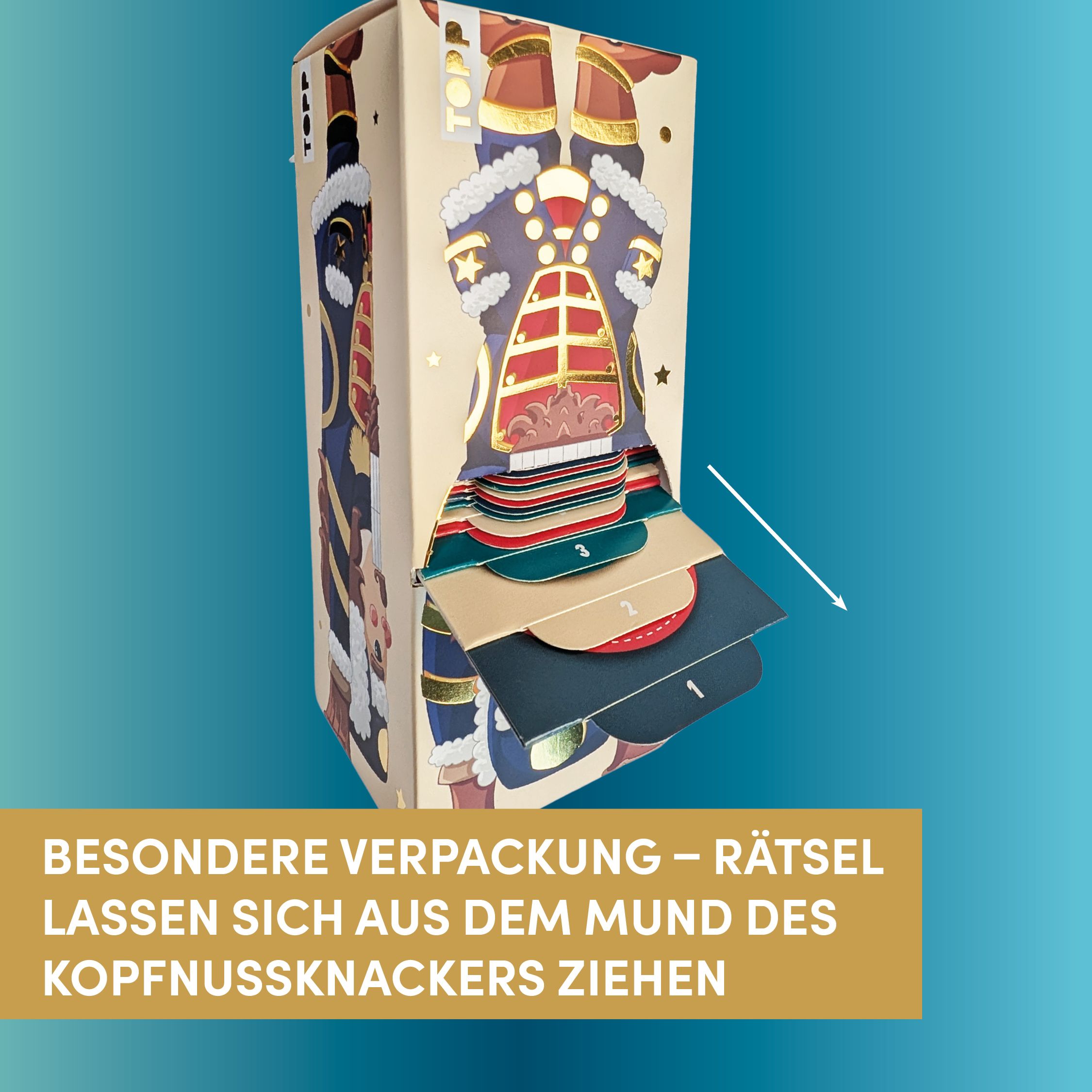 Adventskalender: Kopfnussknacker Rätsel-Adventskalender Puzzlespiel, Pop-up-Verpackung, Kartenhalter, Rätselbox, Kartenstapel