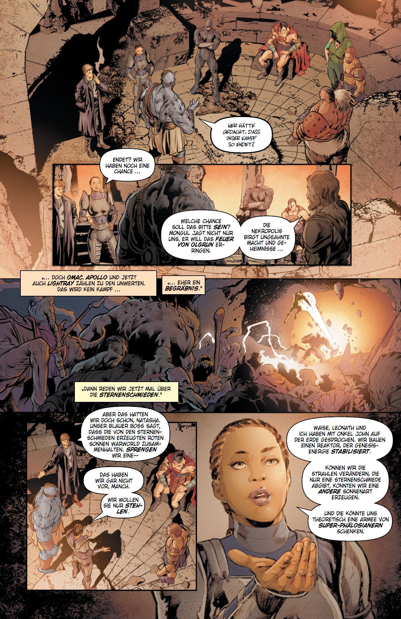 Comic, Szene, Charakteren, Dialog, Kampf