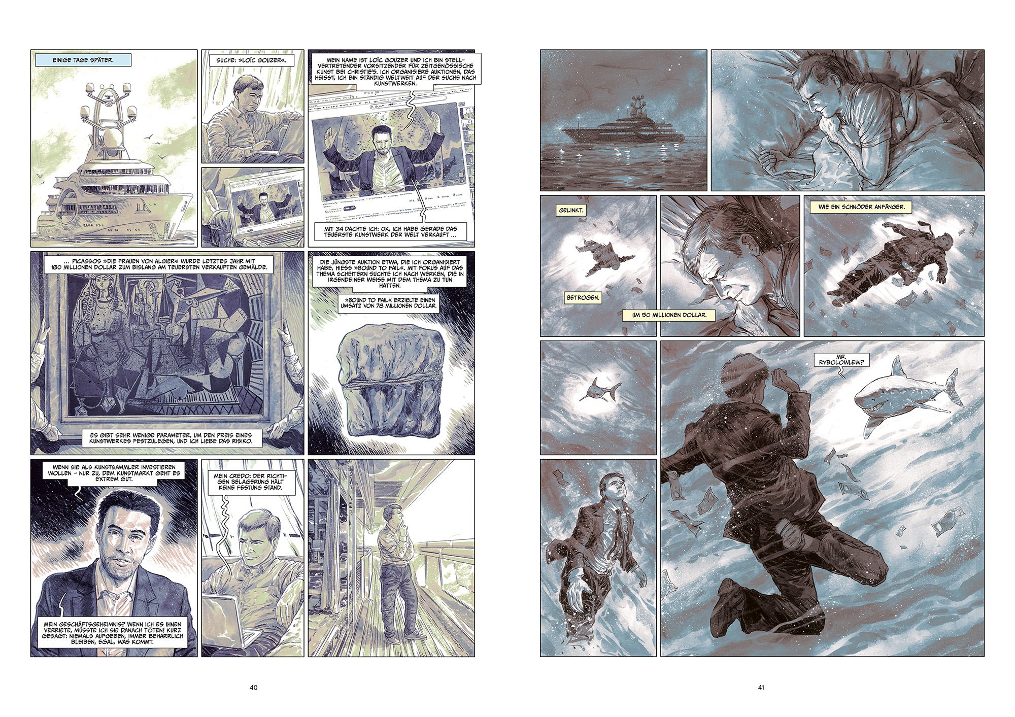 Yacht, Boot, Bootdeck, Ozean, Comic-Panels