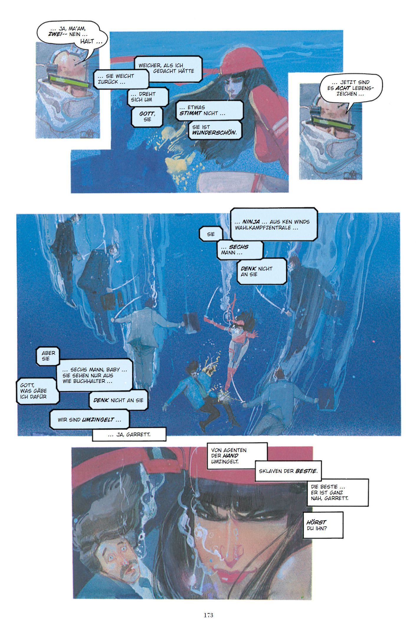 Elektra Collection Comic, Unterwasser, Kletterurlaub, Taucher, Blaue Szenerie